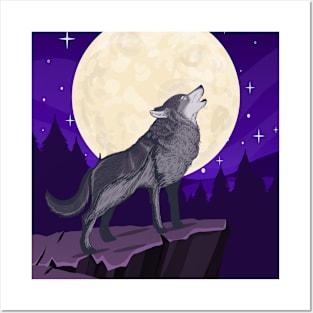 Wolf Howling At The Moon Posters and Art